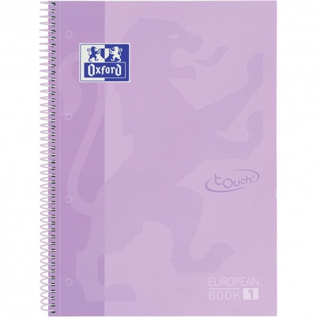 Caiet cu spirala, OXFORD Europeanbook 1, A4+, 80 file-90g/mp, hardcover mov pastel, Scribzee-dictando