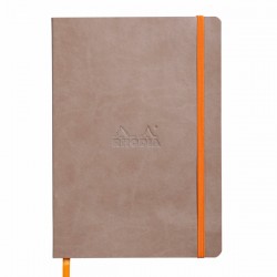 Notebook A5 Rhodiarama, 80 file, ivory, dictando, taupe