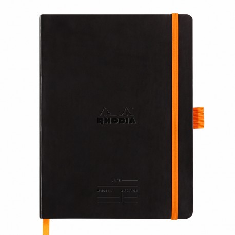 Meeting Book A5+ Rhodiarama, 80 file, negru