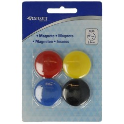 Set 4 magneti Westcott, d30 mm, diverse culori, sustin 4/6 coli