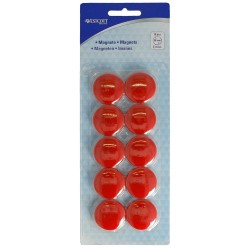 Set 10 magneti Westcott, d30 mm, rosu, sustin 6/8 coli