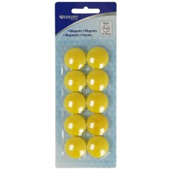Set 10 magneti Westcott, d25 mm, galben, sustin 4/6 coli
