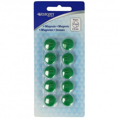 Set 10 magneti Westcott, d15 mm, verde, sustin 3/4 coli