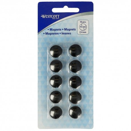 Set 10 magneti Westcott, d15 mm, negru, sustin 3/4 coli