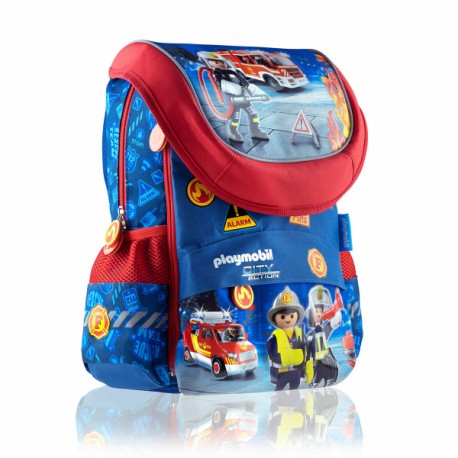 Ghiozdan scolar Astra, 2 compartimente, 28x36x18 cm, Playmobil Pompieri