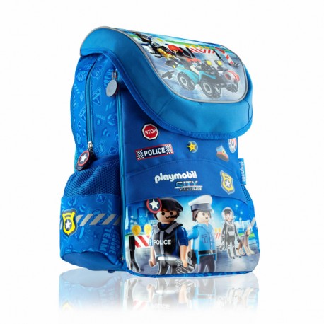 Ghiozdan scolar Astra, 2 compartimente, 28x36x18 cm, Playmobil Politie
