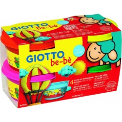 Plastilina standard, 4 culori(magenta, rosu, galben, verde) x 100 grame/borcan, GIOTTO be-be