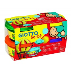 Plastilina standard, 4 culori(verde, portocaliu, galben, mov) x 100 grame/borcan, GIOTTO be-be