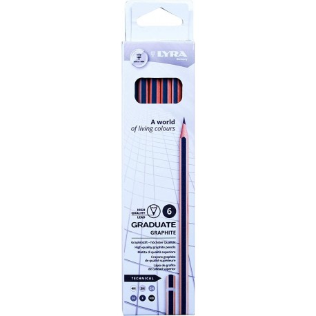 Creion grafit LYRA Graduate, 6 buc/cutie, pentru desen tehnic