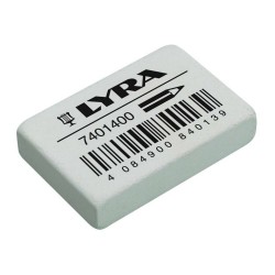 Radiera cauciuc LYRA India, 38x25x9mm, pentru creion - gri