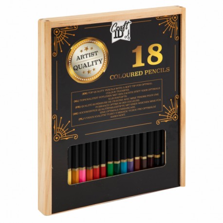 Creioane colorate, Nassau Fine Art, 18 culori, cutie de lemn