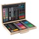 Set pictura Grafix, cutie lemn, 86 de accesorii, 12 acuarele, radiera, ascutitoare, creioane cerate, creioane colorate, markere