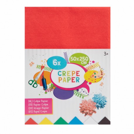 Hartie creponata Creative Craft, 6 culori, 50 x 250 cm