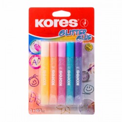 Lipici Kores, culori pastelate cu sclipici, 10 g, 5 culori/blister