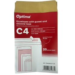 Plic C4 (324x229mm), lipire siliconica, 25 buc/set, Optima - kraft