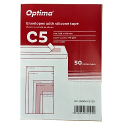 Plic C5 (229x162mm), lipire siliconica, 50 buc/set, Optima - kraft