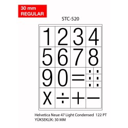 Etichete cu cifre, 0-9, 2 folii/set, TANEX - 30mm regular