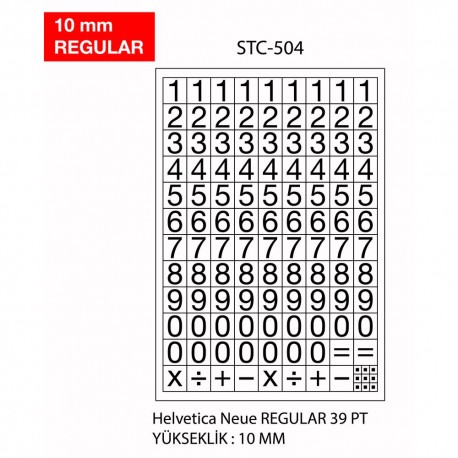 Etichete cu cifre, 0-9, 2 folii/set, TANEX - 10mm regular