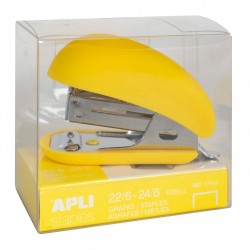 Mini capsator Apli Fluor Collection, 24/6, 63 mm, galben fluorescent