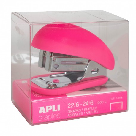 Mini capsator Apli Fluor Collection, 24/6, 63 mm, fucsia