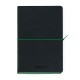 Caiet A5, 192 file-hartie cream FSC80 g/mp, coperta soft-touch negru-verde,AURORA Tesoro - dictando