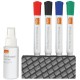 Kit pentru tabla NOBO, 4 markere diverse culori, burete magnetic, spray curatare 50 ml