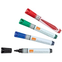 Marker NOBO, pentru table si flipcharturi din sticla, varf 3 mm, 4 buc/cutie, diverse culori