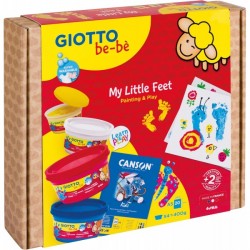 Tempera lavabila, pentru pictura cu mana, 4 culori x 100ml/set+ Album A5 GIOTTO be-be My Little Feet