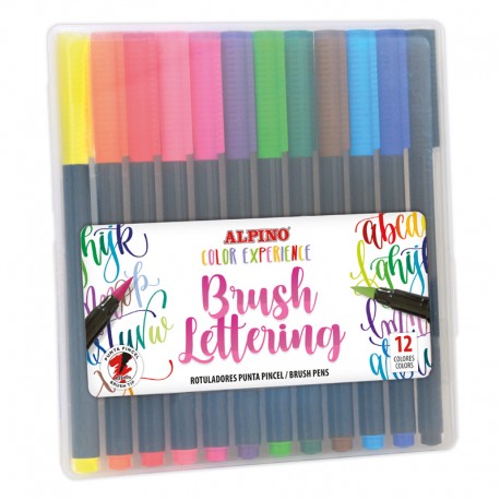 Carioca pentru caligrafie, varf tip pensula, 12 culori/set, ALPINO Color Experience