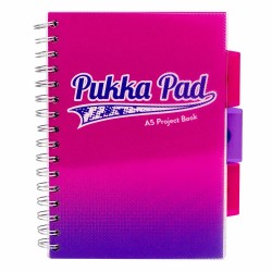 Caiet cu spirala si separatoare Pukka Pad Project Book Fusion, A5, 100 file, matematica, roz