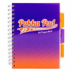 Caiet cu spirala si separatoare Pukka Pad Project Book Fusion, A5, 100 file, matematica, mov