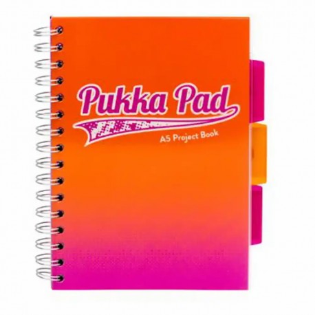 Caiet cu spirala si separatoare Pukka Pad Project Book Fusion, A5, 100 file, matematica, portocaliu