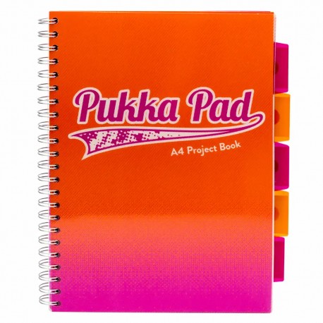 Caiet cu spirala si separatoare Pukka Pad Project Book Fusion, A4, 100 file, matematica, portocaliu