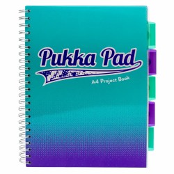 Caiet cu spirala si separatoare Pukka Pad Project Book Fusion, A4, 100 file, matematica, albastru marin