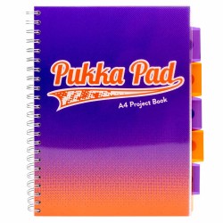 Caiet cu spirala si separatoare Pukka Pad Project Book Fusion, A4, 100 file, matematica, mov