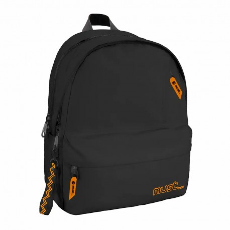 Ghiozdan Must 3 compartimente, 32x19x42 cm, negru