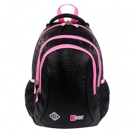 Ghiozdan BP26 ST Right Black Glitter, 3 compartimente