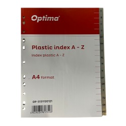Index plastic gri, A4, 120 microni, alfabetic A-Z, Optima