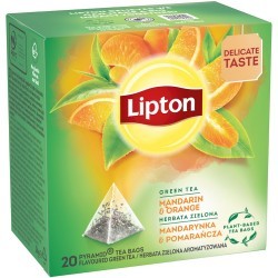 Ceai verde Lipton, mandarine si portocale, 20 plicuri/cutie