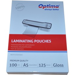 Folie laminare Optima, A5 (154 x 216 mm), 125 microni, 100 folii/top