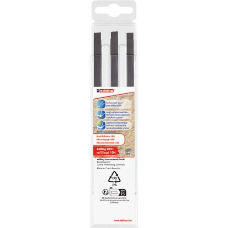 Rezerve creion edding 8891 pentru edding 8890, HB, set 6 bucati, negru
