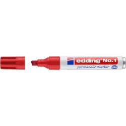 Marker permanent edding No. 1, corp metalic, varf tesit, 1-5 mm, rosu