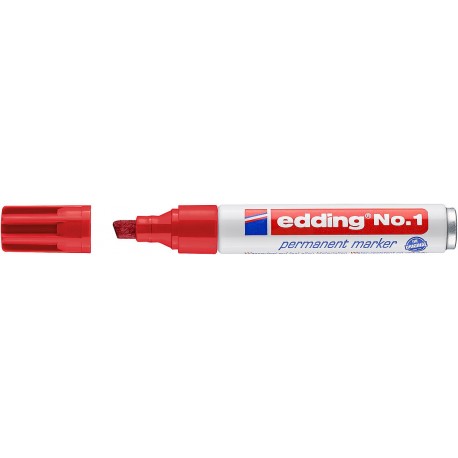 Marker permanent edding No. 1, corp metalic, varf tesit, 1-5 mm, rosu