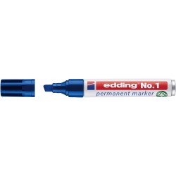Marker permanent edding No. 1, corp metalic, varf tesit, 1-5 mm, albastru