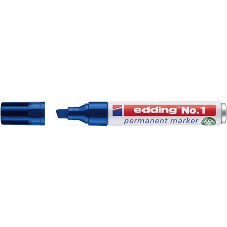 Marker permanent edding No. 1, corp metalic, varf tesit, 1-5 mm, albastru