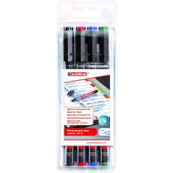 Marker permanent edding 140 S, 4 culori/set
