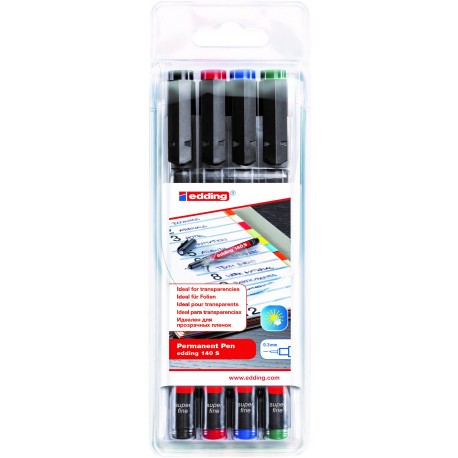 Marker permanent edding 140 S, 4 culori/set