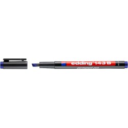 Marker permanent edding 143 B, corp plastic, varf tesit, 1-3 mm, albastru