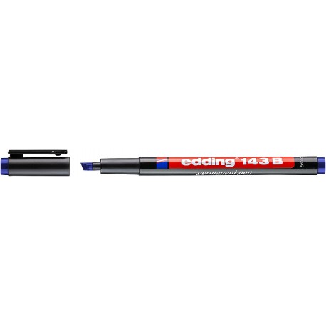 Marker permanent edding 143 B, corp plastic, varf tesit, 1-3 mm, albastru
