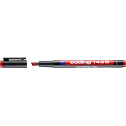 Marker permanent edding 143 B, corp plastic, varf tesit, 1-3 mm, rosu
